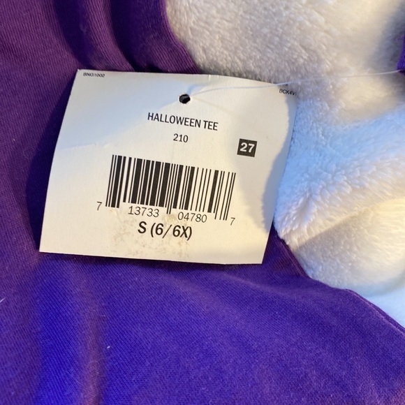 NWT size S (6/6X) long sleeves purple top with sparkly dog pumpkin - Picture 4 of 8
